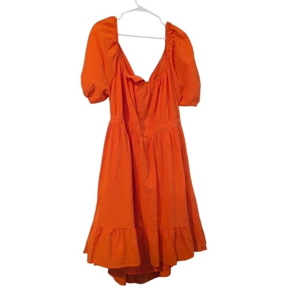 Hesperius,Vibrant Orange Puff Sleeve Dress,Cut Out Back, Size 3x